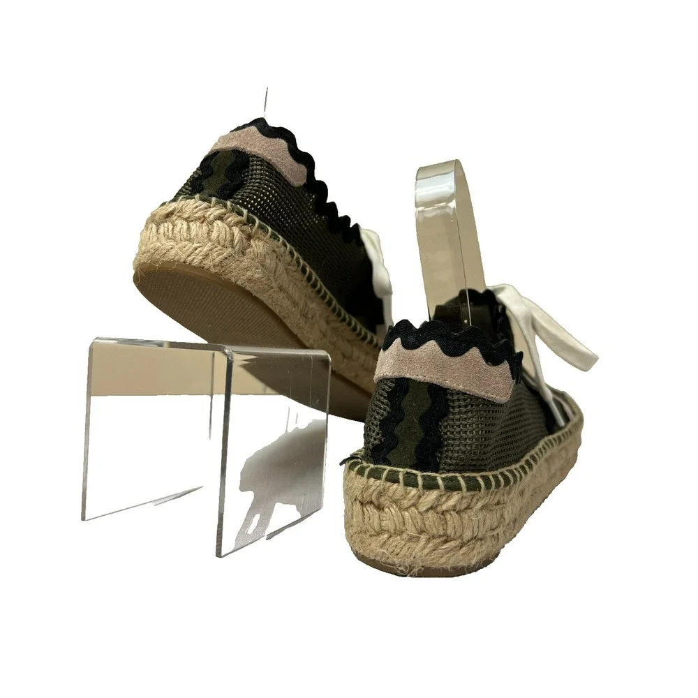 Bernardo for Anthropologie Vale Espadrille Sneaker Green Mix Media Low Top 8.5